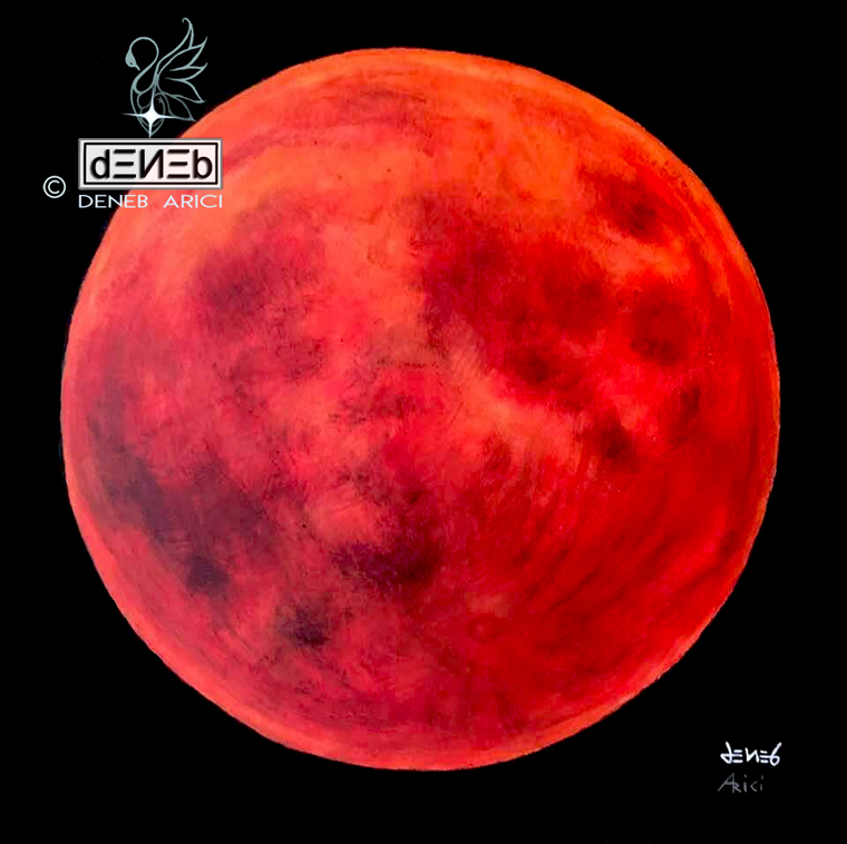 Luna rossa - versione realizzata con colori acrilici su tela